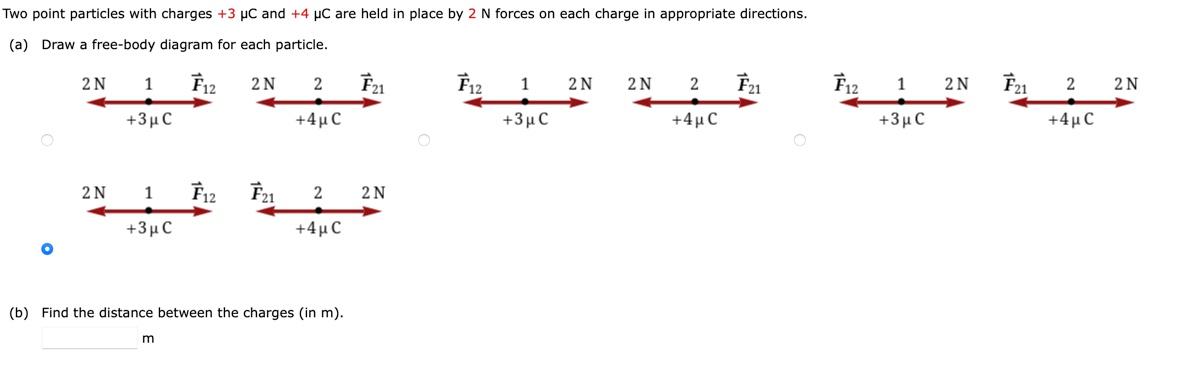 Solved Two point particles with charges +3 PC and +4 C are | Chegg.com