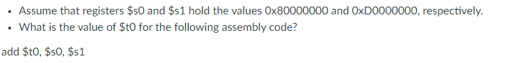 Solved - Assume that registers $ s0 and $ s1 hold the values | Chegg.com