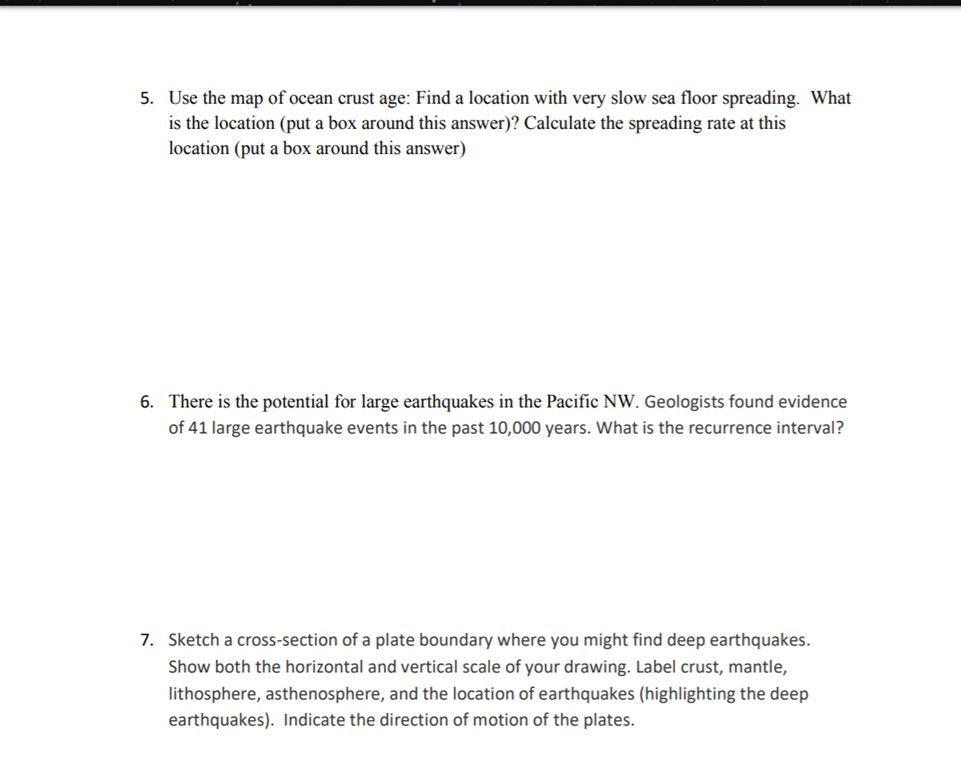 5 Use The Map Of Ocean Crust Age Find A Location Chegg Com