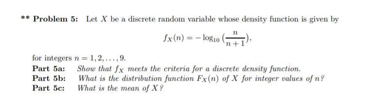 Solved ** Problem 5: Let X be a discrete random variable | Chegg.com