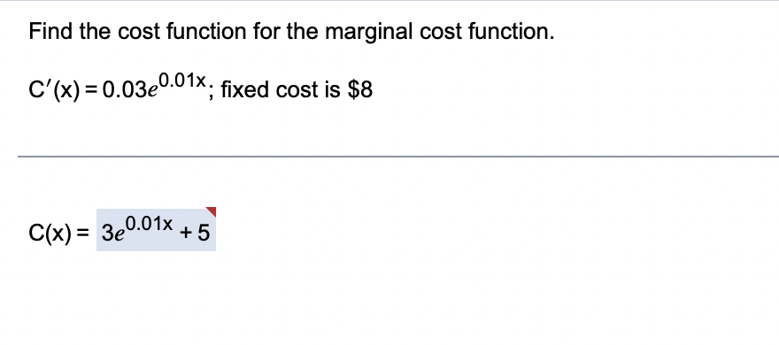 Solved Find the cost function for the marginal cost | Chegg.com