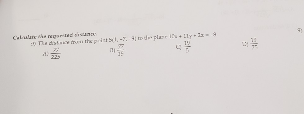 Solved 9) Calculate the requested distance 19 19 C) 9) The | Chegg.com