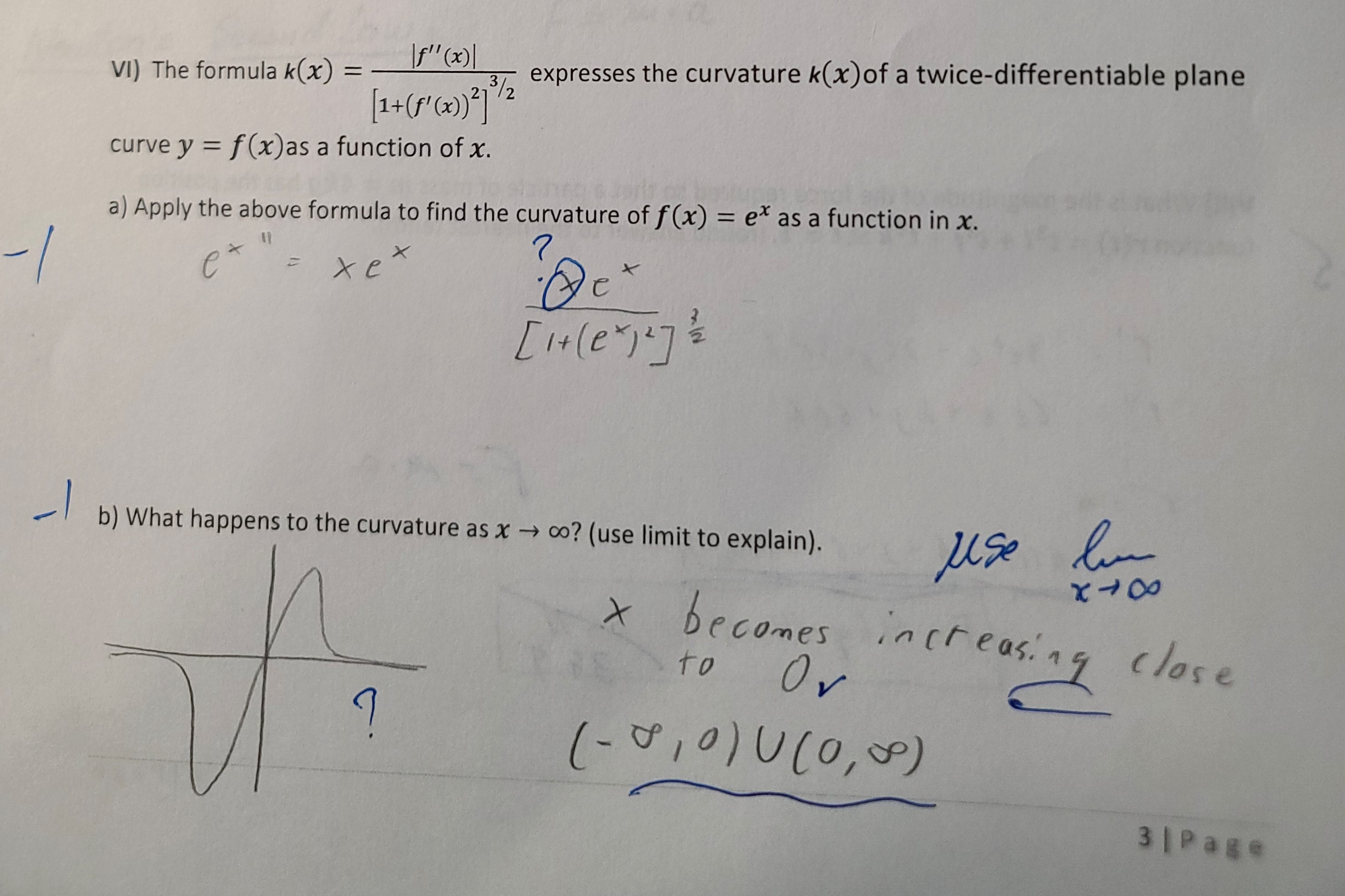 Solved Vi The Formula K X [1 F′ X 2]3 2∣f′′ X ∣