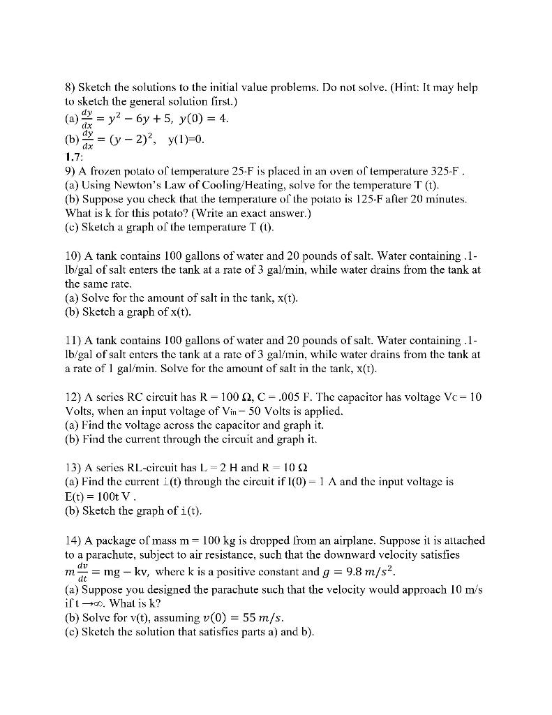 Solved Math 280 Review 1, Spring 2022 dy х dx = dx 1.2: 1) | Chegg.com