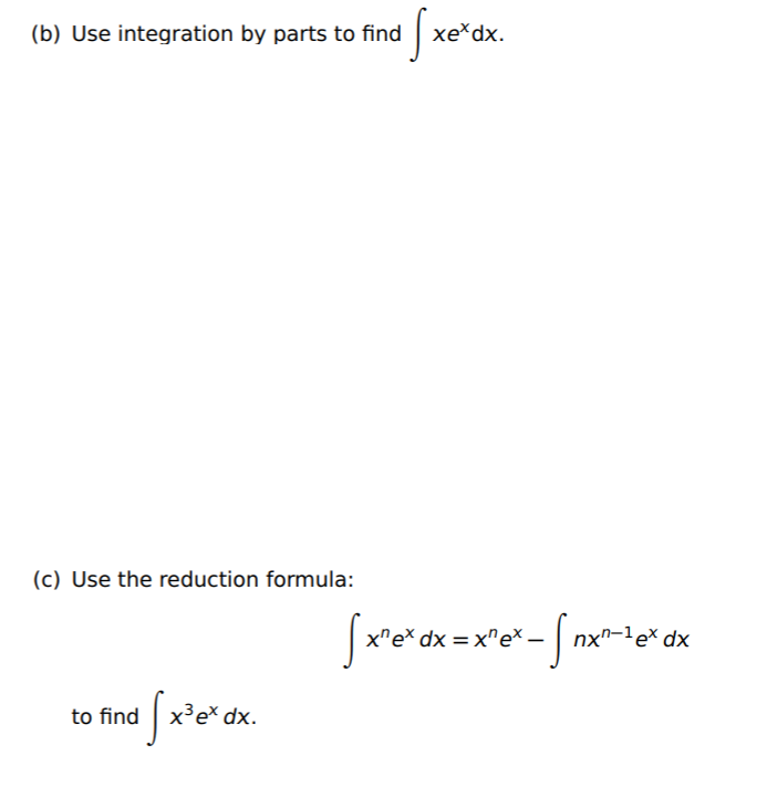 integration of e x dx formula