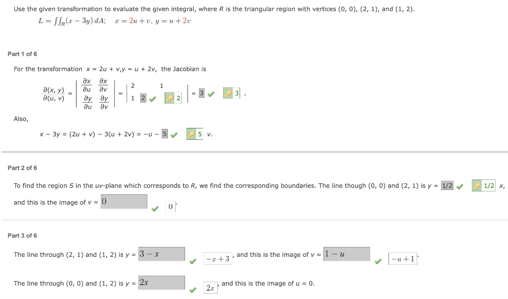 Solved L=∬R(x−3y)dA;x=2u+v,y=u+2v Part 1 of 6 For the | Chegg.com