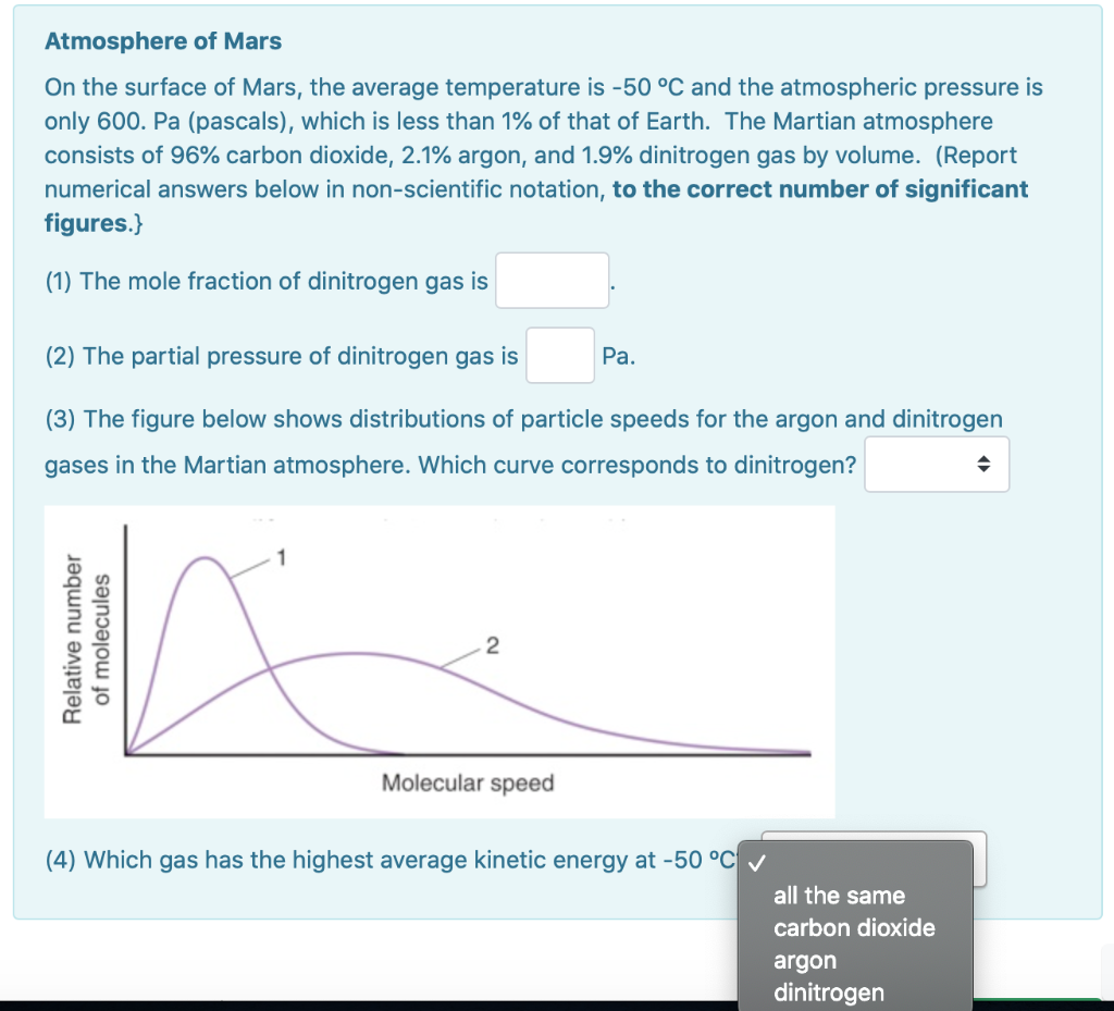 Solved Atmosphere of Mars On the surface of Mars, the