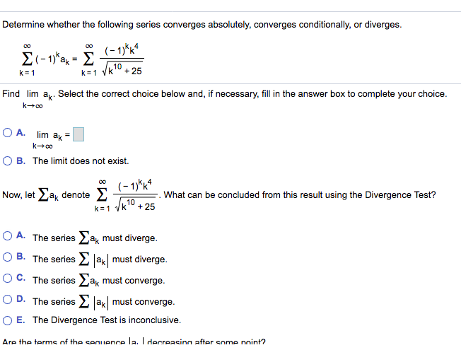 Solved Determine whether the following series converges | Chegg.com