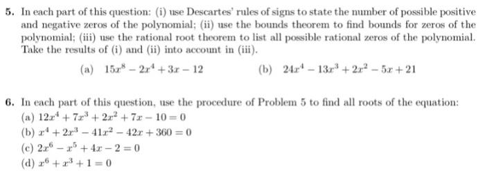 Solved In each part of this question: (i) use Descartes' | Chegg.com