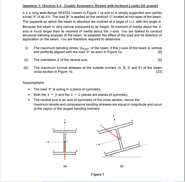 Question 1: (Section 6.4 - Doubly Symmetric Beams | Chegg.com