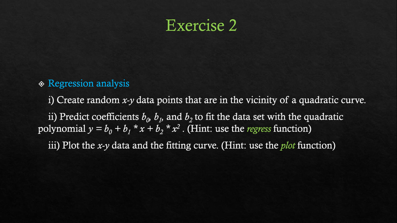 Exercise 1 Vector and matrix operations i) Create | Chegg.com