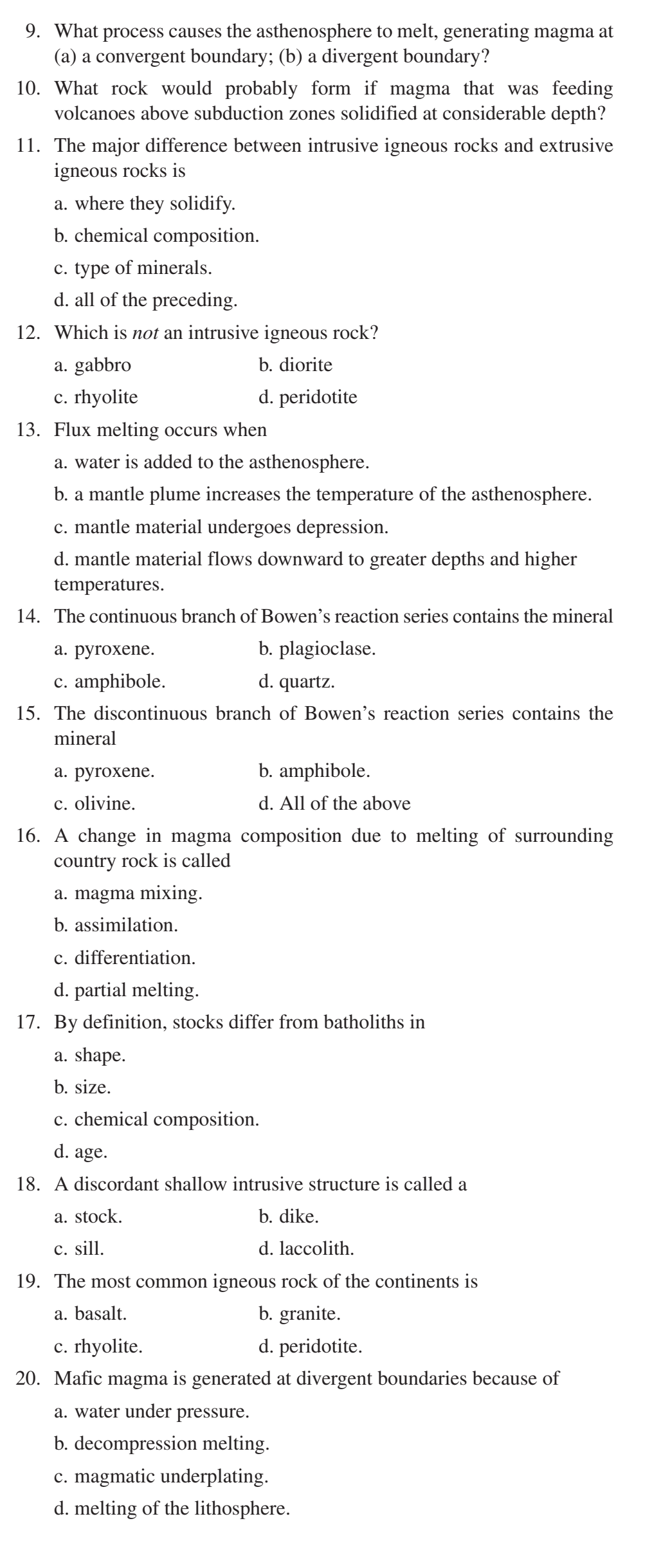 Solved 9. What process causes the asthenosphere to melt