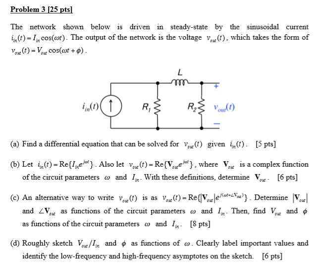 Solved Problem 3 [25 pts] The network shown below is driven | Chegg.com