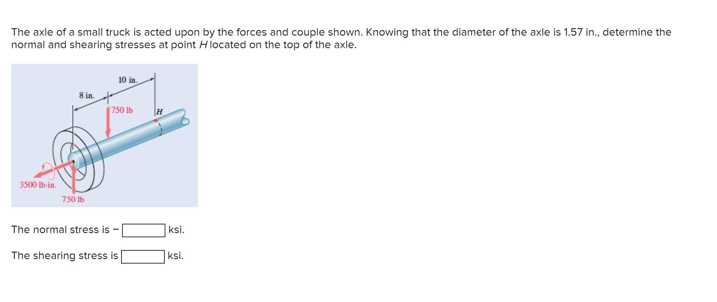 Solved The axle of a small truck is acted upon by the forces