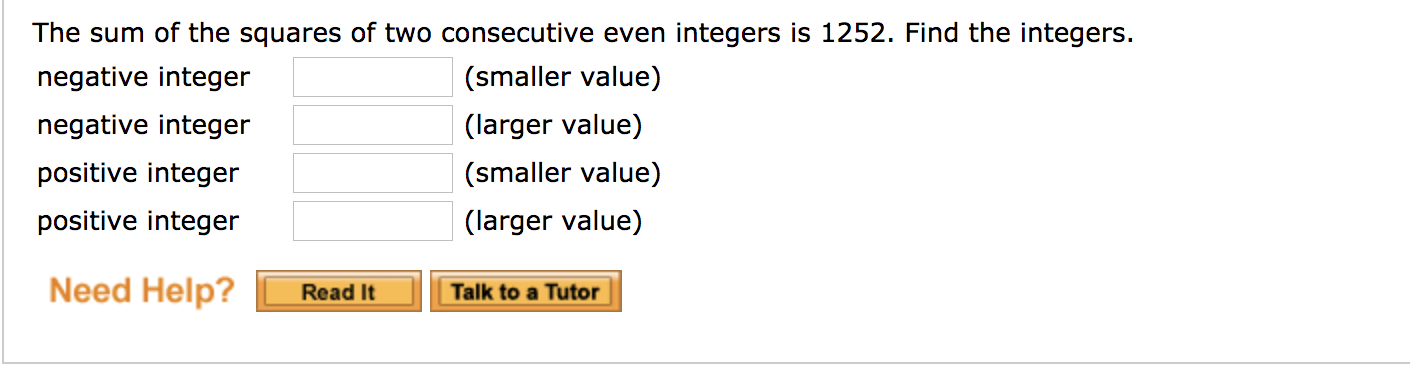 Solved The Sum Of The Squares Of Two Consecutive Even Int