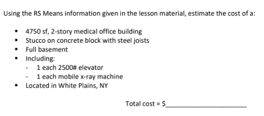 SOLVED REFER TO THE RS MEANS SF PARKING GARAGE SF COSTS 2020 visual data 4