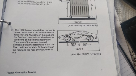 Solved A) Its Lower Front Edge With H B And B) Its Lower | Chegg.com