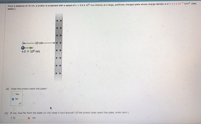 Solved Find a distance of 10 cm a proton is projected with a