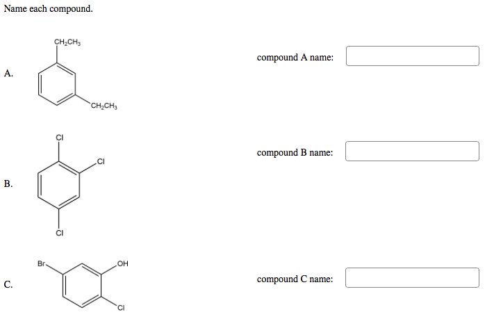 Solved Name each compound. CH.CH compound A name: A. CH.CH | Chegg.com