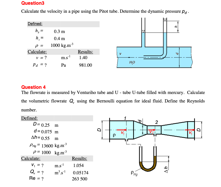 Solved Question2 Calculate the velocity in a pipe using the