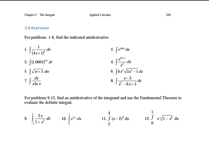 Solved Chapter3 The Integral Applied Calculus 202 3.4 | Chegg.com