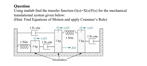 Solved Question Using matlab find the transfer function | Chegg.com