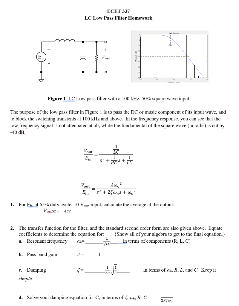 ECET 337 LC Low Pass Filter Homework de Dag . + +