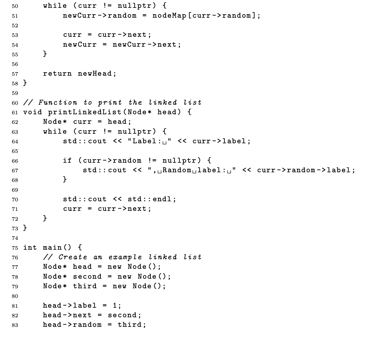Solved while (curr != nullptr) \{ newCurr->random = nodeMap | Chegg.com