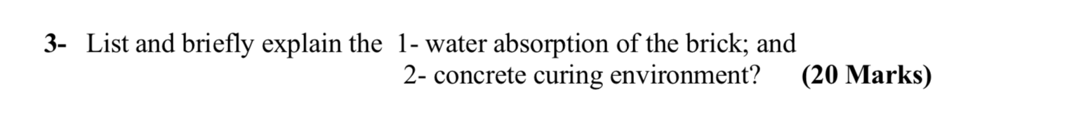 Solved 3- List And Briefly Explain The 1- Water Absorption 