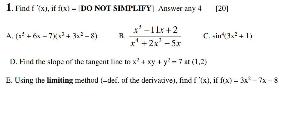 Solved Choose Any 4 Questions And Answer Them. Between A, B, | Chegg.com