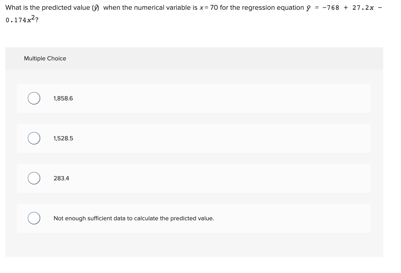 Solved What is the predicted value (y^) when the numerical | Chegg.com