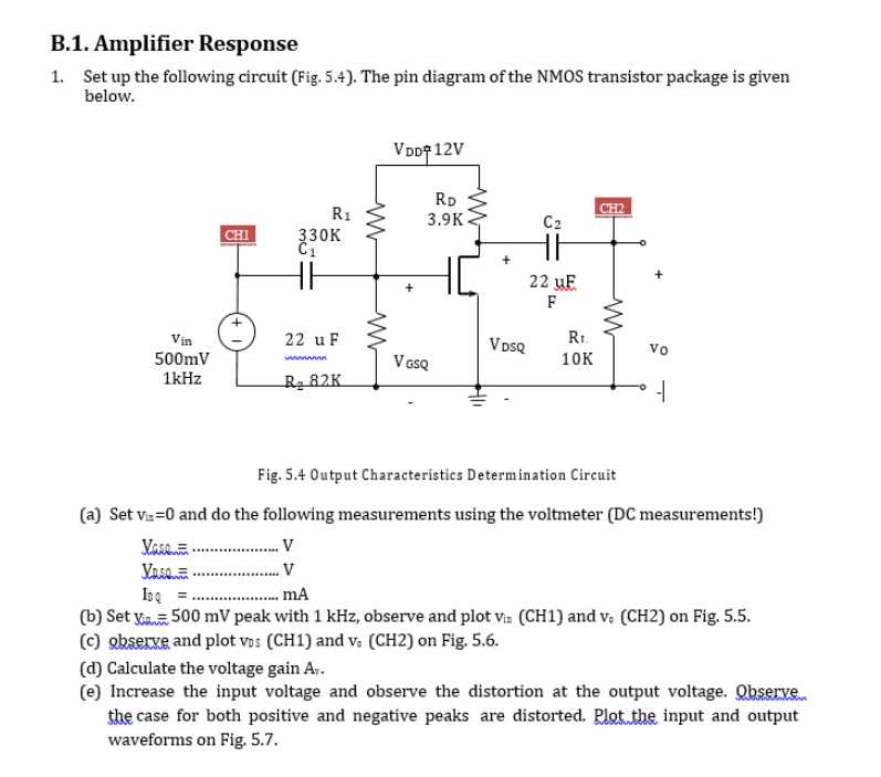 B.1. Amplifier Response 1. Set Up The Following | Chegg.com