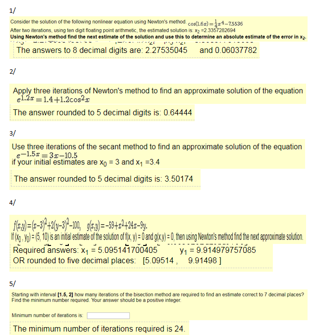 Solved 1/ Consider the solution of the following nonlinear | Chegg.com