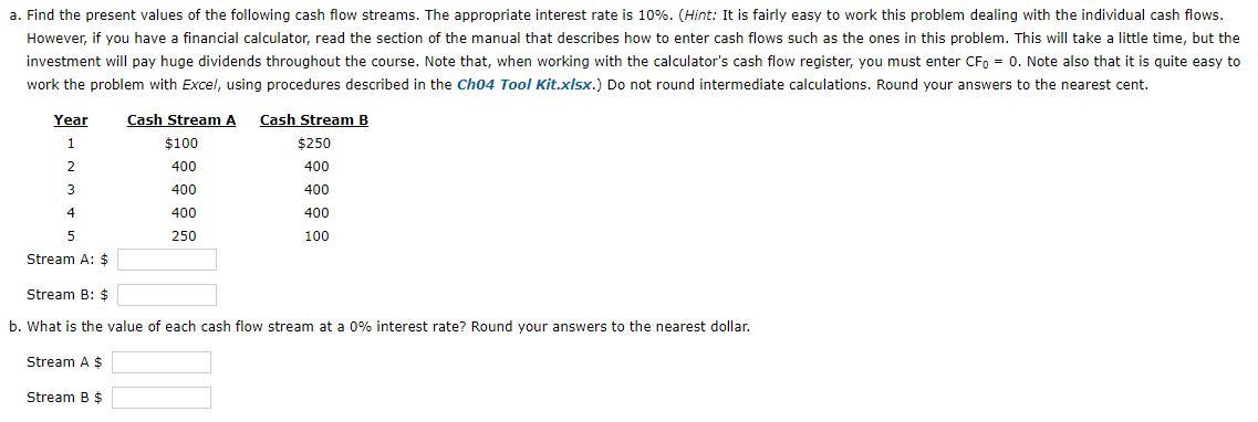 Solved A. Find The Present Values Of The Following Cash Flow | Chegg.com