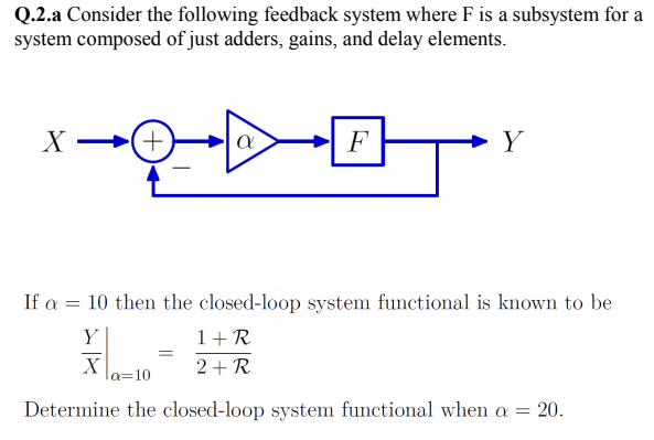 Solved Q.2.a Consider the following feedback system where F | Chegg.com