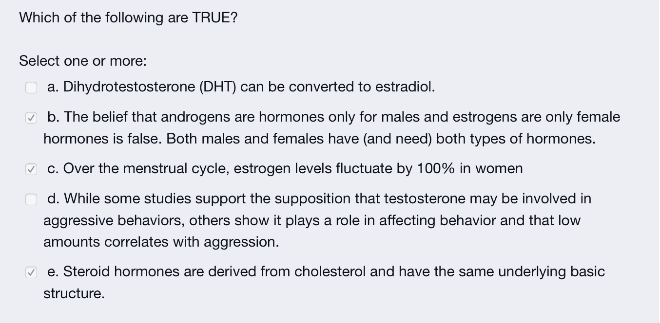 Solved Which of the following are TRUE about hormones? | Chegg.com