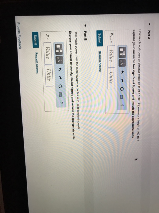 Solved Part A How much work does an elevator motor do to