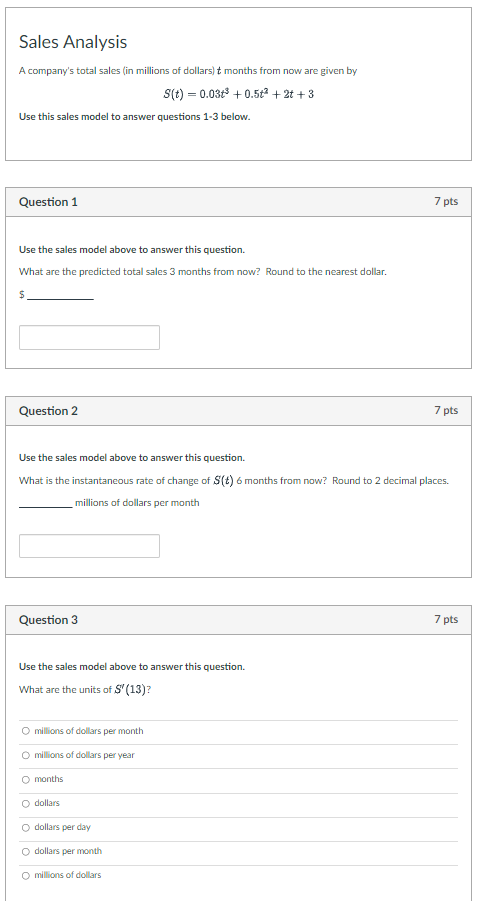 Solved Sales Analysis A Company's Total Sales (in Millions | Chegg.com