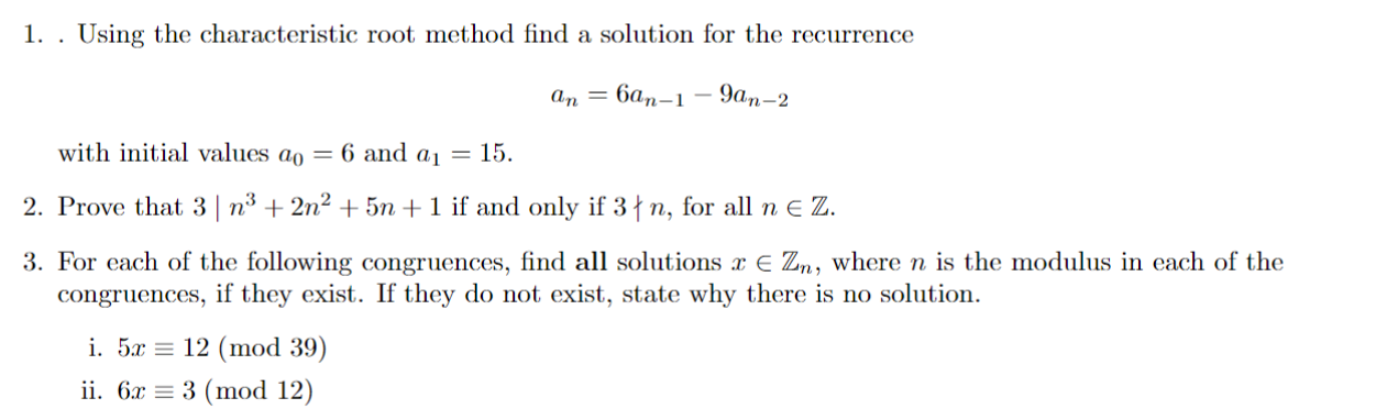 Solved 1. . Using the characteristic root method find a | Chegg.com