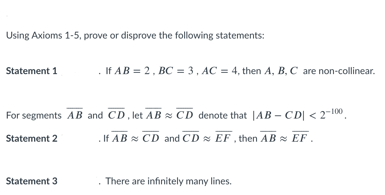 Solved Using Axioms 1-5, Prove Or Disprove The Following | Chegg.com