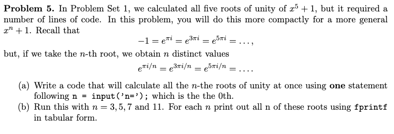 Solved Problem 5. In Problem Set 1 , we calculated all five | Chegg.com