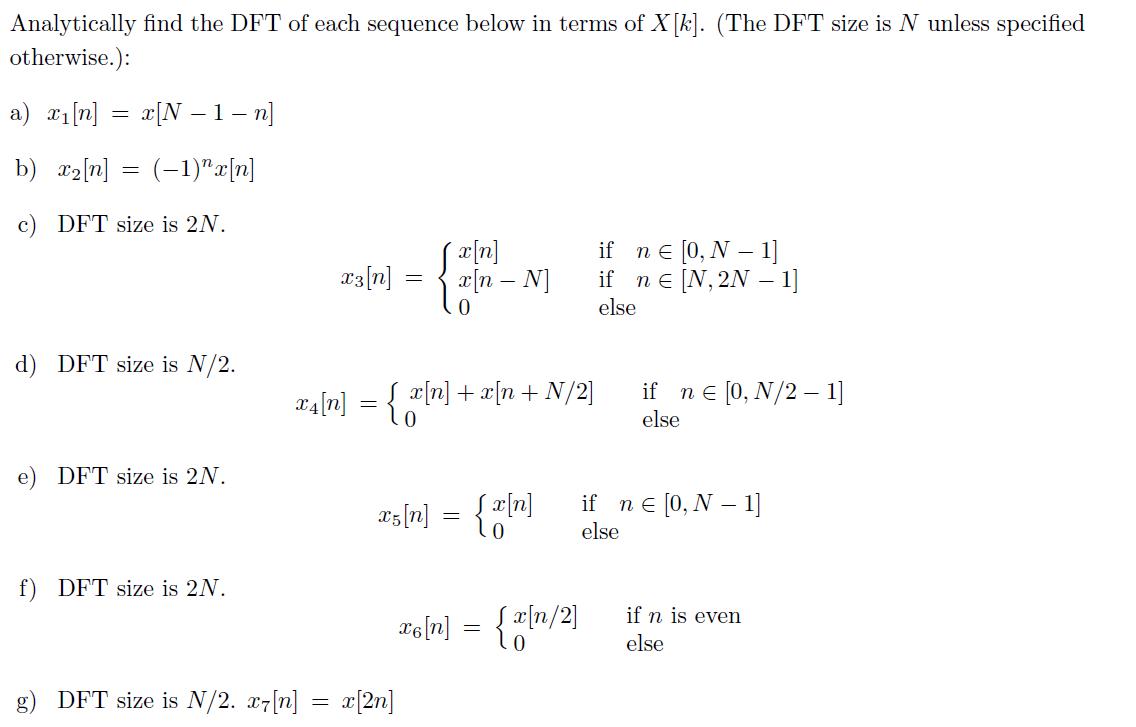 Solved Discrete Fourier Transform: I Need To Solve These | Chegg.com