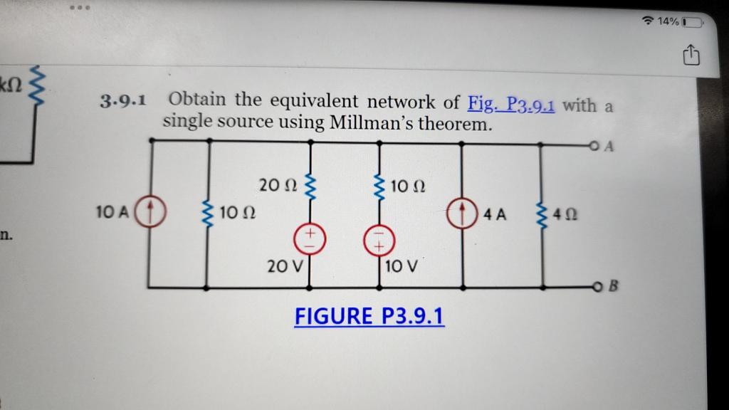 Solved 3.9.1 Obtain the equivalent network of Fig. P3.9.1 | Chegg.com