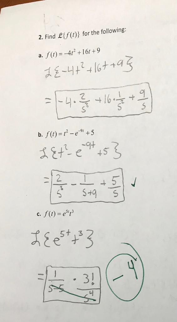 Solved 2 Find Lif T For The Following A F 1 4t Chegg Com