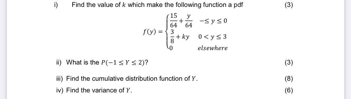 (3) Find the value of k which make the following | Chegg.com