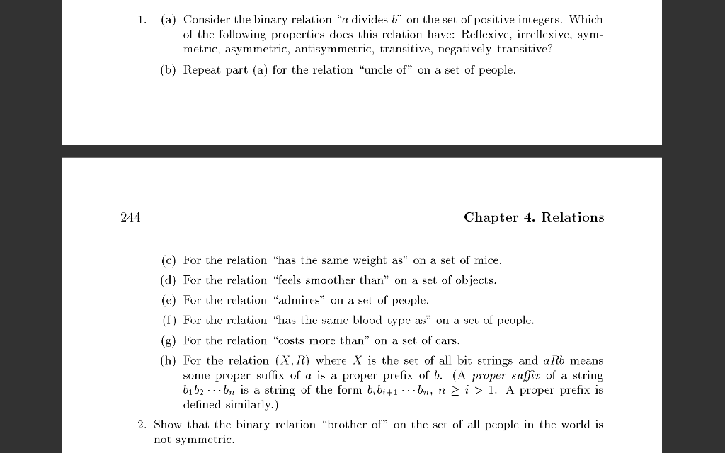 Solved 1. (a) Consider The Binary Relation "a Divides B" On | Chegg.com