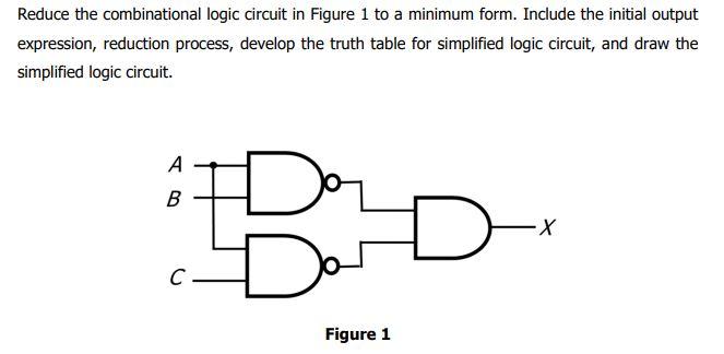 Solved Reduce the combinational logic circuit in Figure 1 to | Chegg.com