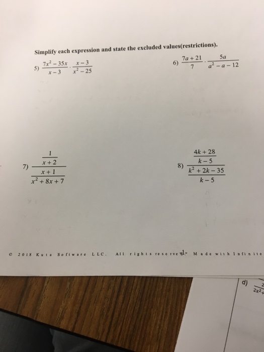 Solved Simplify each expression and state the excluded | Chegg.com