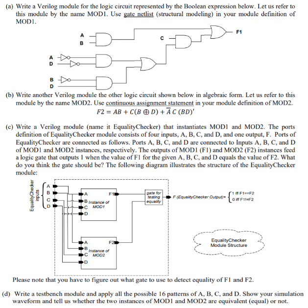 Solved (a) Write a Verilog module for the logic circuit | Chegg.com