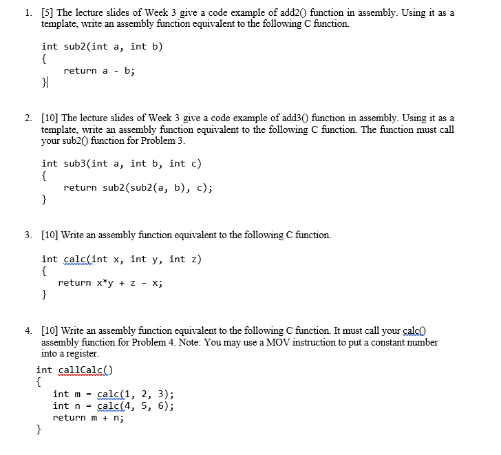 Solved 1. [5] The lecture slides of Week 3 give a code